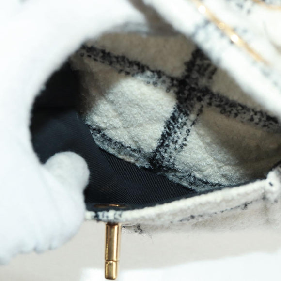 CHANEL Backpack Tweed Gold White CC Auth 169198SM