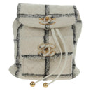 CHANEL Backpack Tweed Gold White CC Auth 169198SM-13
