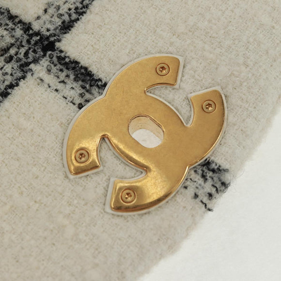 CHANEL Backpack Tweed Gold White CC Auth 169198SM