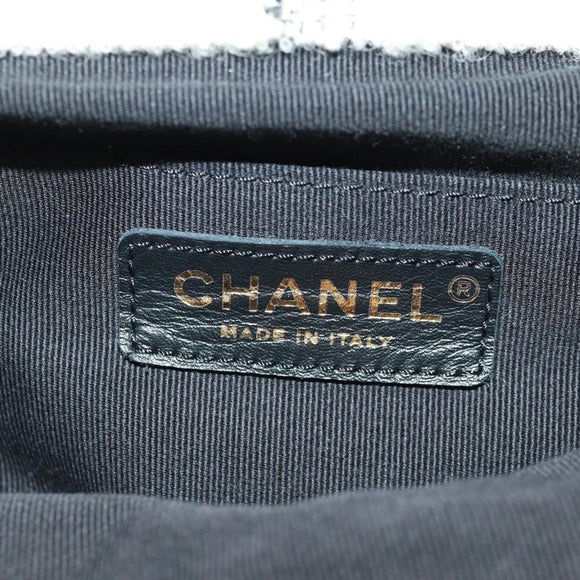 CHANEL Backpack Tweed Gold White CC Auth 169198SM