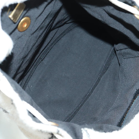 CHANEL Backpack Tweed Gold White CC Auth 169198SM