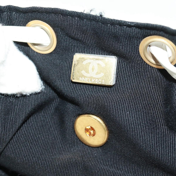 CHANEL Backpack Tweed Gold White CC Auth 169198SM