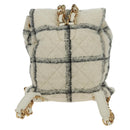 CHANEL Backpack Tweed Gold White CC Auth 169198SM-2