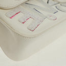 CHANEL Chain Shoulder Bag Leather White Silver CC Auth 169199SM-10