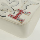 CHANEL Chain Shoulder Bag Leather White Silver CC Auth 169199SM-13