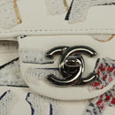 CHANEL Chain Shoulder Bag Leather White Silver CC Auth 169199SM-17