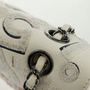 CHANEL Umhängetasche Kette Leder Weiß Silber CC Auth 169199SM-9