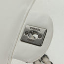 CHANEL Chain Shoulder Bag Leather White Silver CC Auth 169199SM-20