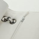 CHANEL Chain Shoulder Bag Leather White Silver CC Auth 169199SM-21