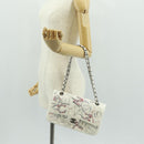 CHANEL Chain Shoulder Bag Leather White Silver CC Auth 169199SM-32