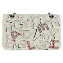 CHANEL Umhängetasche Kette Leder Weiß Silber CC Auth 169199SM-2