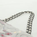 CHANEL Umhängetasche Kette Leder Weiß Silber CC Auth 169199SM-14