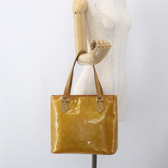 LOUIS VUITTON Monogram Vernis Houston Hand Bag Beige M91004 LV Auth 169223
