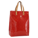 LOUIS VUITTON Monogram Vernis Reade MM Hand Bag Red Rouge M91086 LV Auth 169235-1