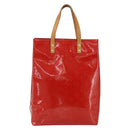 LOUIS VUITTON Monogram Vernis Reade MM Hand Bag Red Rouge M91086 LV Auth 169235-13