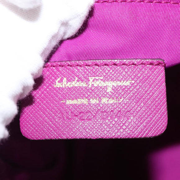 Salvatore Ferragamo Hand Pouch Nylon Purple Gold Auth 169291V