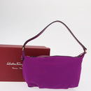 Salvatore Ferragamo Hand Pouch Nylon Purple Gold Auth 169291V-12