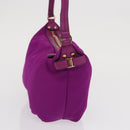Salvatore Ferragamo Hand Pouch Nylon Purple Gold Auth 169291V-4