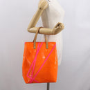 LOUIS VUITTON Monogram Vernis Fluo Reade MM Bag Orange Pink M91902 Auth 169293V-21