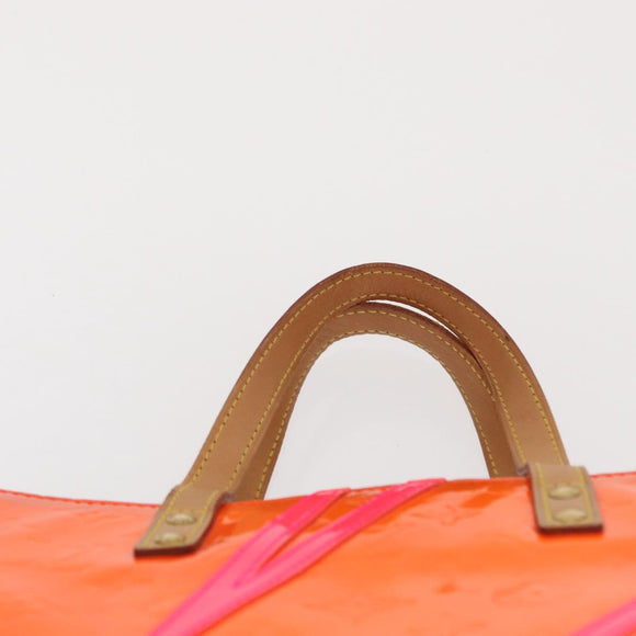 LOUIS VUITTON Monogram Vernis Fluo Reade MM Bag Orange Pink M91902 Auth 169293V