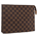 LOUIS VUITTON Damier Ebene Poche Toilette 26 Pouch N47543 LV Auth 169310-1