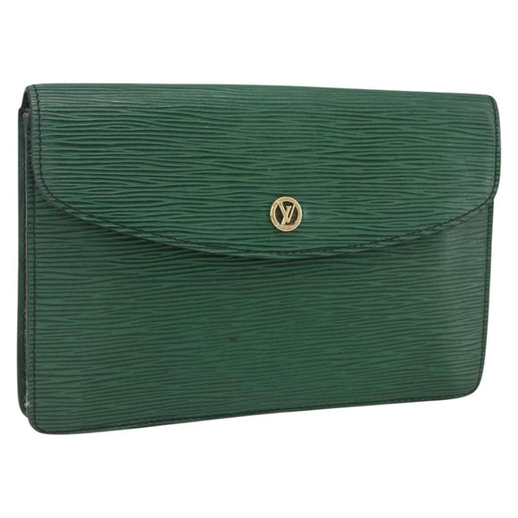 LOUIS VUITTON Epi Montaigne 23 Clutch Bag Green M52664 LV Auth 169311