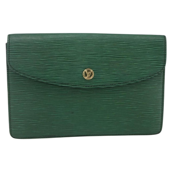 LOUIS VUITTON Epi Montaigne 23 Clutch Bag Green M52664 LV Auth 169311