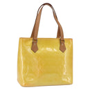 LOUIS VUITTON Monogram Vernis Houston Hand Bag Lime Yellow M91055 LV Auth 169336-1
