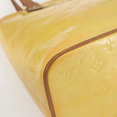 LOUIS VUITTON Monogram Vernis Houston Hand Bag Lime Yellow M91055 LV Auth 169336-14