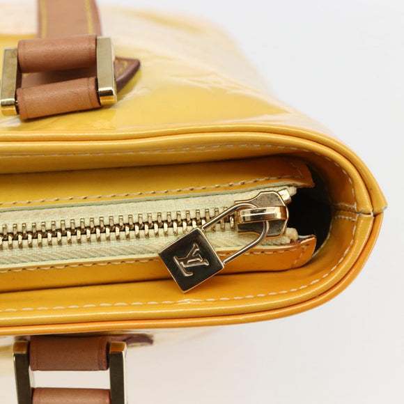 LOUIS VUITTON Monogram Vernis Houston Hand Bag Lime Yellow M91055 LV Auth 169336