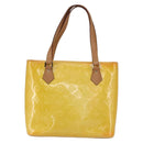 LOUIS VUITTON Monogram Vernis Houston Hand Bag Lime Yellow M91055 LV Auth 169336-2