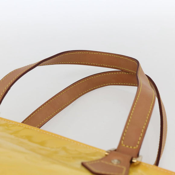 LOUIS VUITTON Monogram Vernis Houston Hand Bag Lime Yellow M91055 LV Auth 169336