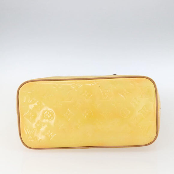 LOUIS VUITTON Monogram Vernis Houston Hand Bag Lime Yellow M91055 LV Auth 169336
