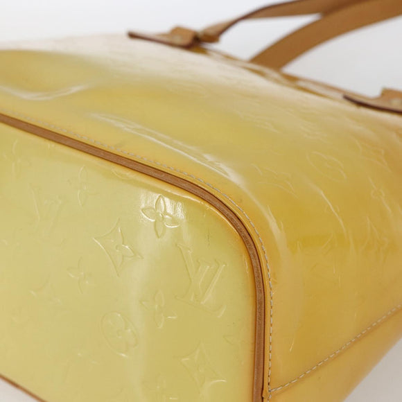 LOUIS VUITTON Monogram Vernis Houston Hand Bag Lime Yellow M91055 LV Auth 169338
