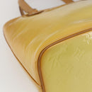 LOUIS VUITTON Monogram Vernis Houston Hand Bag Lime Yellow M91055 LV Auth 169338-16