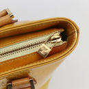 LOUIS VUITTON Monogram Vernis Houston Hand Bag Lime Yellow M91055 LV Auth 169338-17