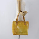 LOUIS VUITTON Monogram Vernis Houston Hand Bag Lime Yellow M91055 LV Auth 169338-23