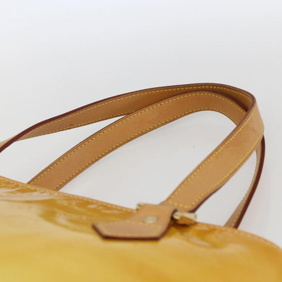 LOUIS VUITTON Monogram Vernis Houston Hand Bag Lime Yellow M91055 LV Auth 169338