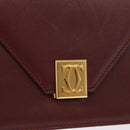 CARTIER Must Line Shoulder Bag Leather Bordeaux Gold Auth 169367-17