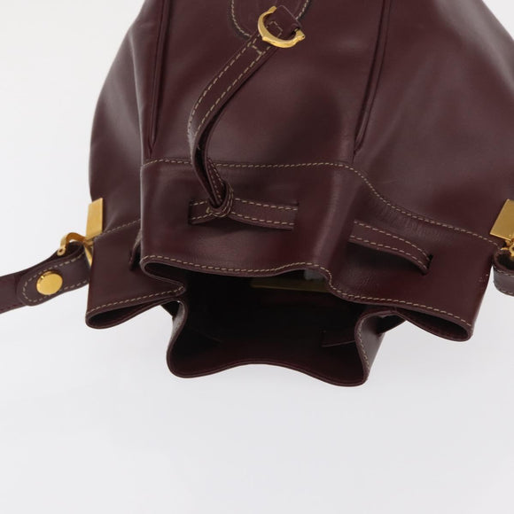 CARTIER Must Line Shoulder Bag Leather Bordeaux Gold Auth 169368