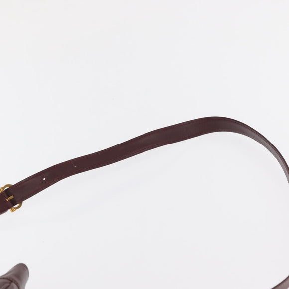 CARTIER Must Line Shoulder Bag Leather Bordeaux Gold Auth 169368