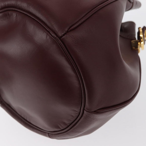 CARTIER Must Line Shoulder Bag Leather Bordeaux Gold Auth 169369