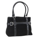 Salvatore Ferragamo Hand Bag Suede Black Silver Auth 169371-1