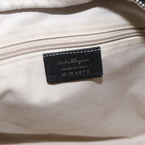 Salvatore Ferragamo Hand Bag Suede Black Silver Auth 169371