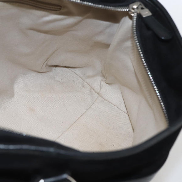 Salvatore Ferragamo Hand Bag Suede Black Silver Auth 169371