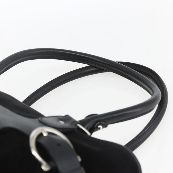 Salvatore Ferragamo Hand Bag Suede Black Silver Auth 169371