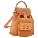 GUCCI Bamboo Backpack Suede Orange Gold Auth 169373-1