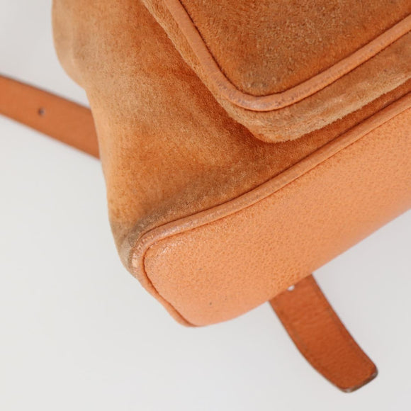 GUCCI Bamboo Backpack Suede Orange Gold Auth 169373