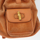 GUCCI Bamboo Backpack Suede Orange Gold Auth 169373-26
