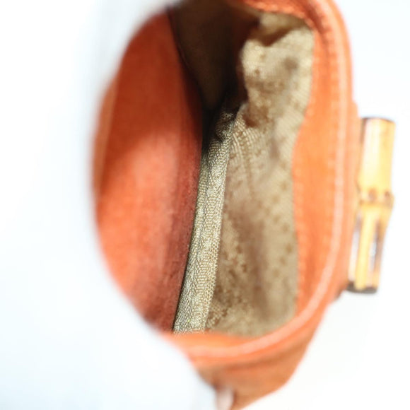 GUCCI Bamboo Backpack Suede Orange Gold Auth 169373